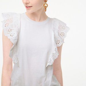 J. Crew Factory White Eyelet Flutter Top
